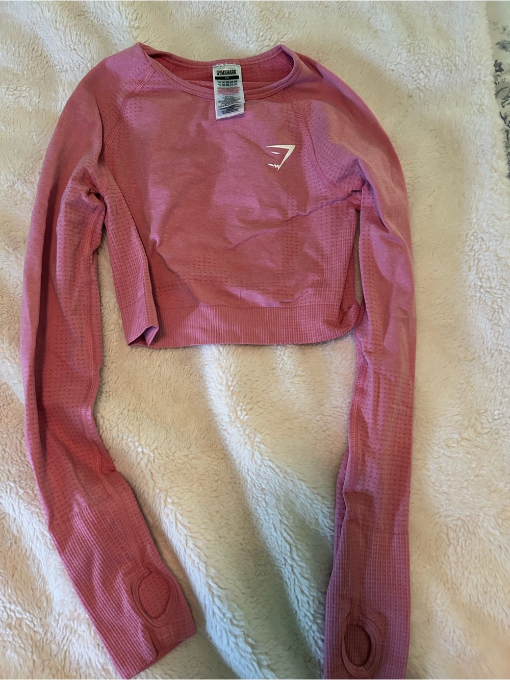 Gymshark Rose Pink Long Sleeve Cropped Seamless Top